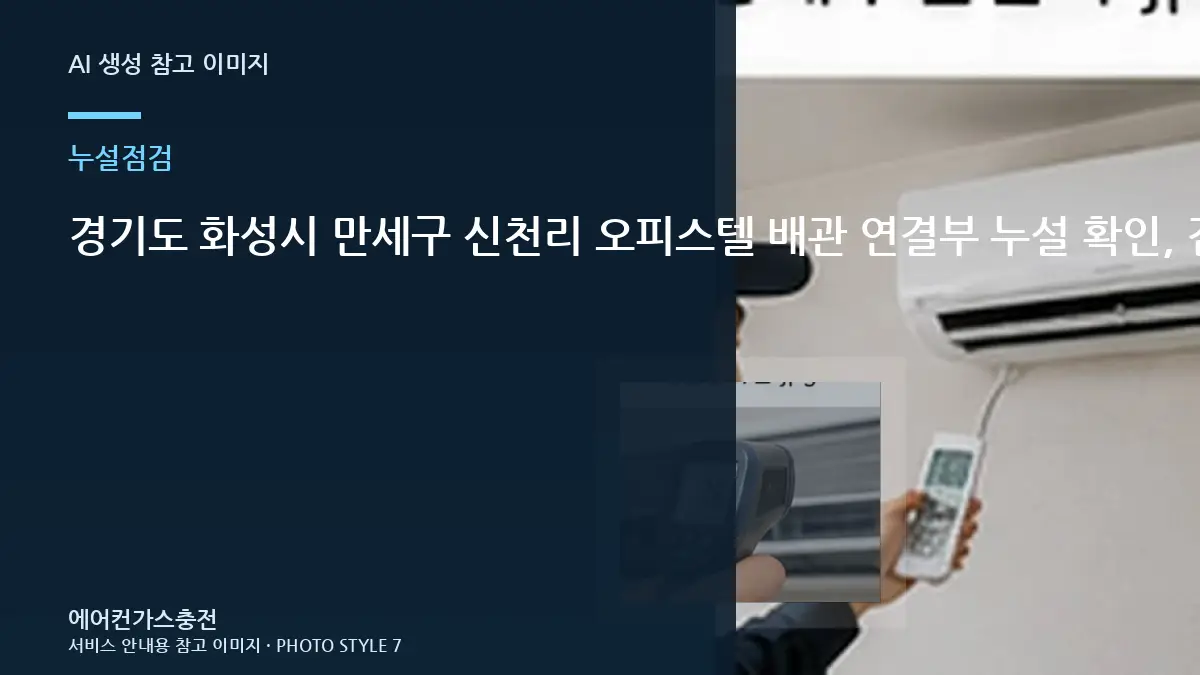 경기도 화성시 만세구 신천리 오피스텔 배관 연결부 누설 확인, 같은 증상이 반복되지 않게 확인할 것