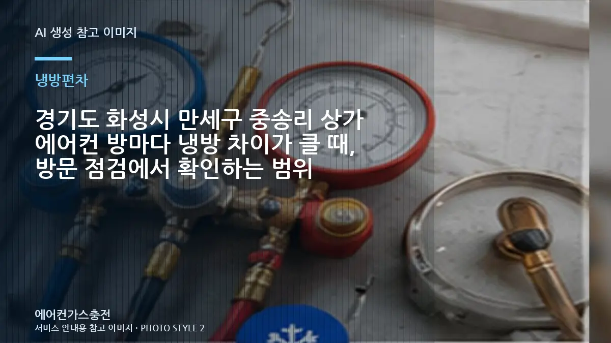 경기도 화성시 만세구 중송리 상가 에어컨 방마다 냉방 차이가 클 때, 방문 점검에서 확인하는 범위