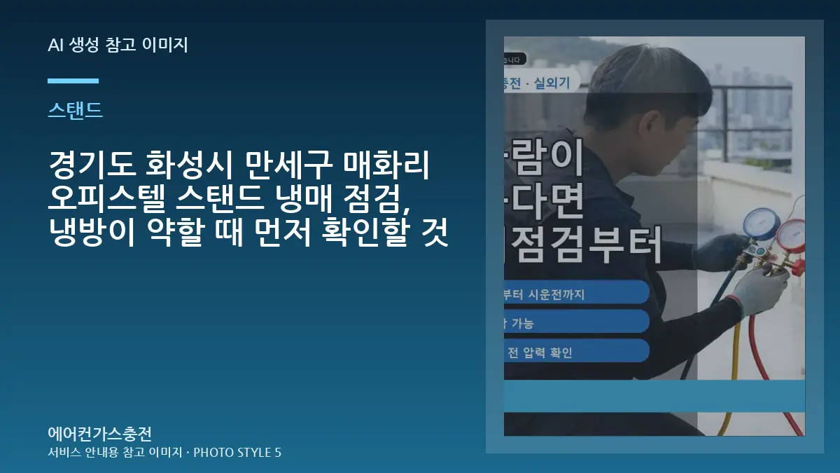 경기도 화성시 만세구 매화리 오피스텔 스탠드 냉매 점검, 냉방이 약할 때 먼저 확인할 것