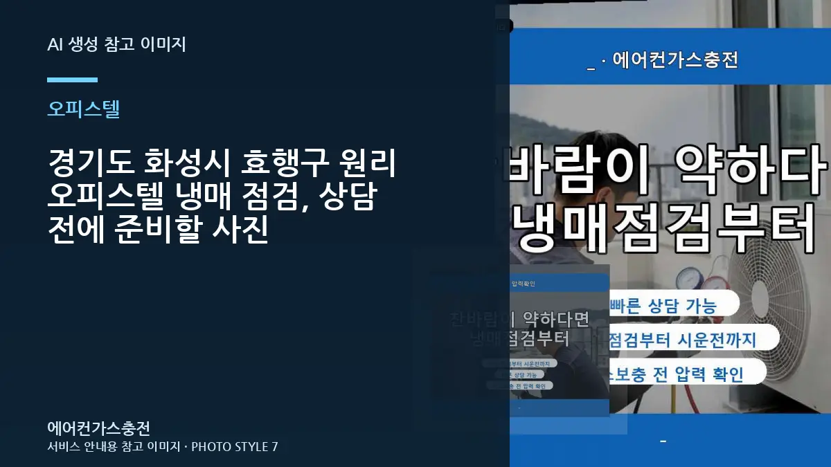 경기도 화성시 효행구 원리 오피스텔 냉매 점검, 상담 전에 준비할 사진