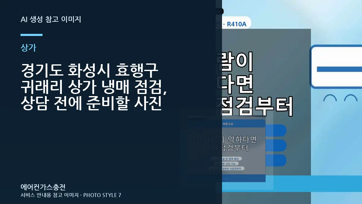 경기도 화성시 효행구 귀래리 상가 냉매 점검, 상담 전에 준비할 사진