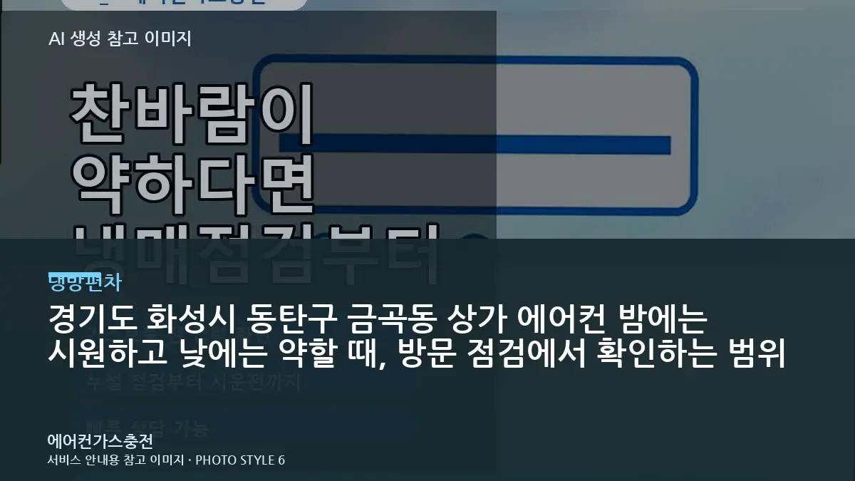 경기도 화성시 동탄구 금곡동 상가 에어컨 밤에는 시원하고 낮에는 약할 때, 방문 점검에서 확인하는 범위